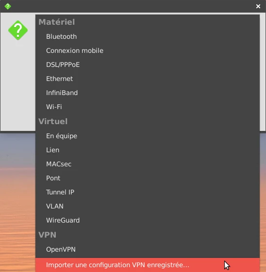 Chargement de la configuration OpenVPN