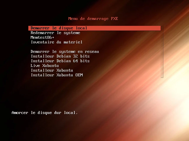 Screenshot PXE